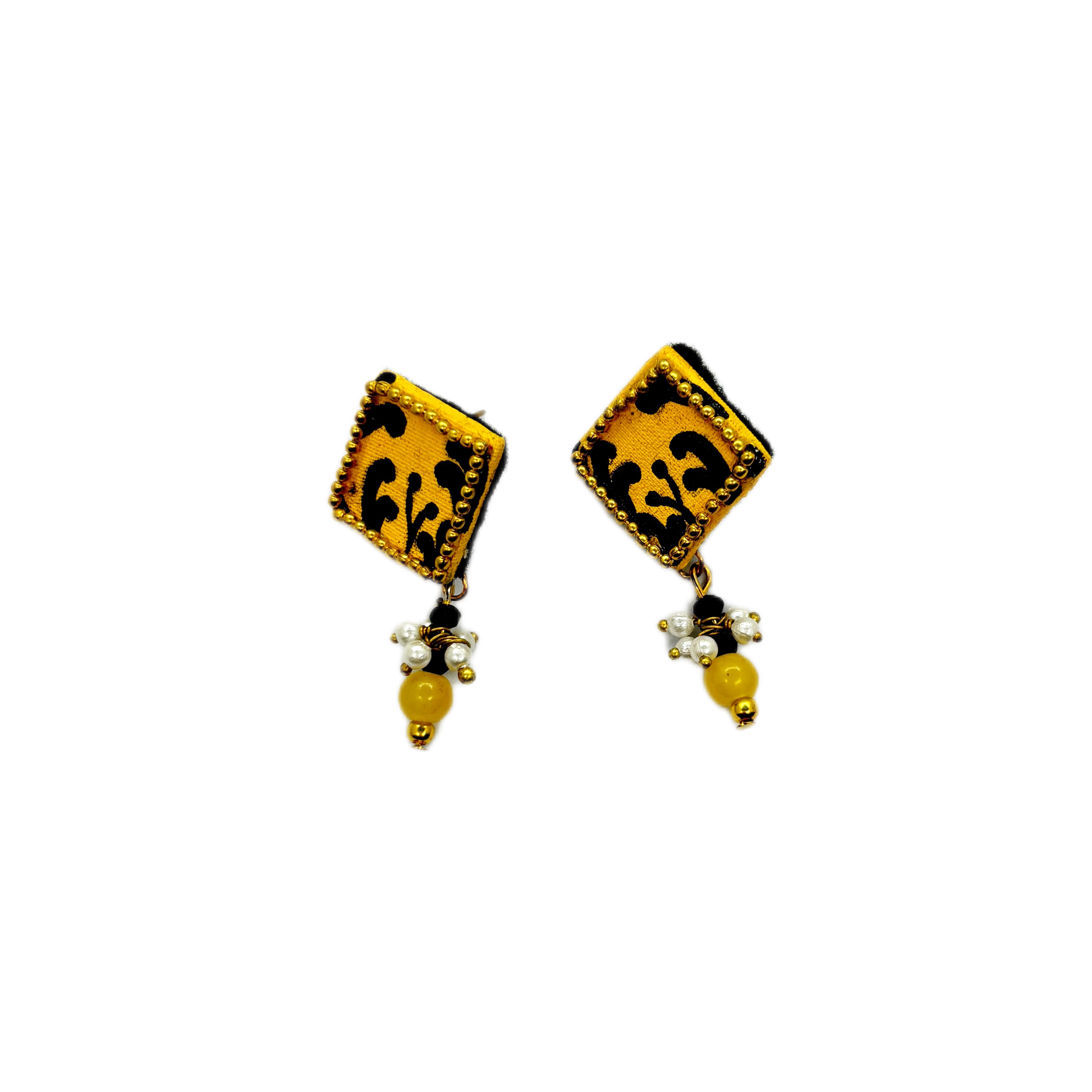 khoj city Square Mini Classic Multi Color Hand Painted Stud (Earrings) HP-ER-116