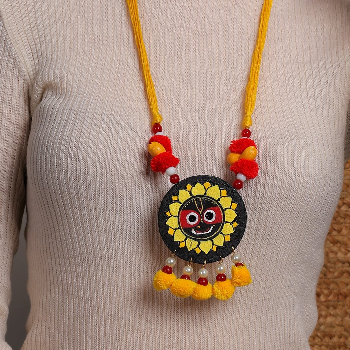 khoj city Sri Puri Jagannath Traditional Multi Color Hand Painted (Necklace set) HP-NP-