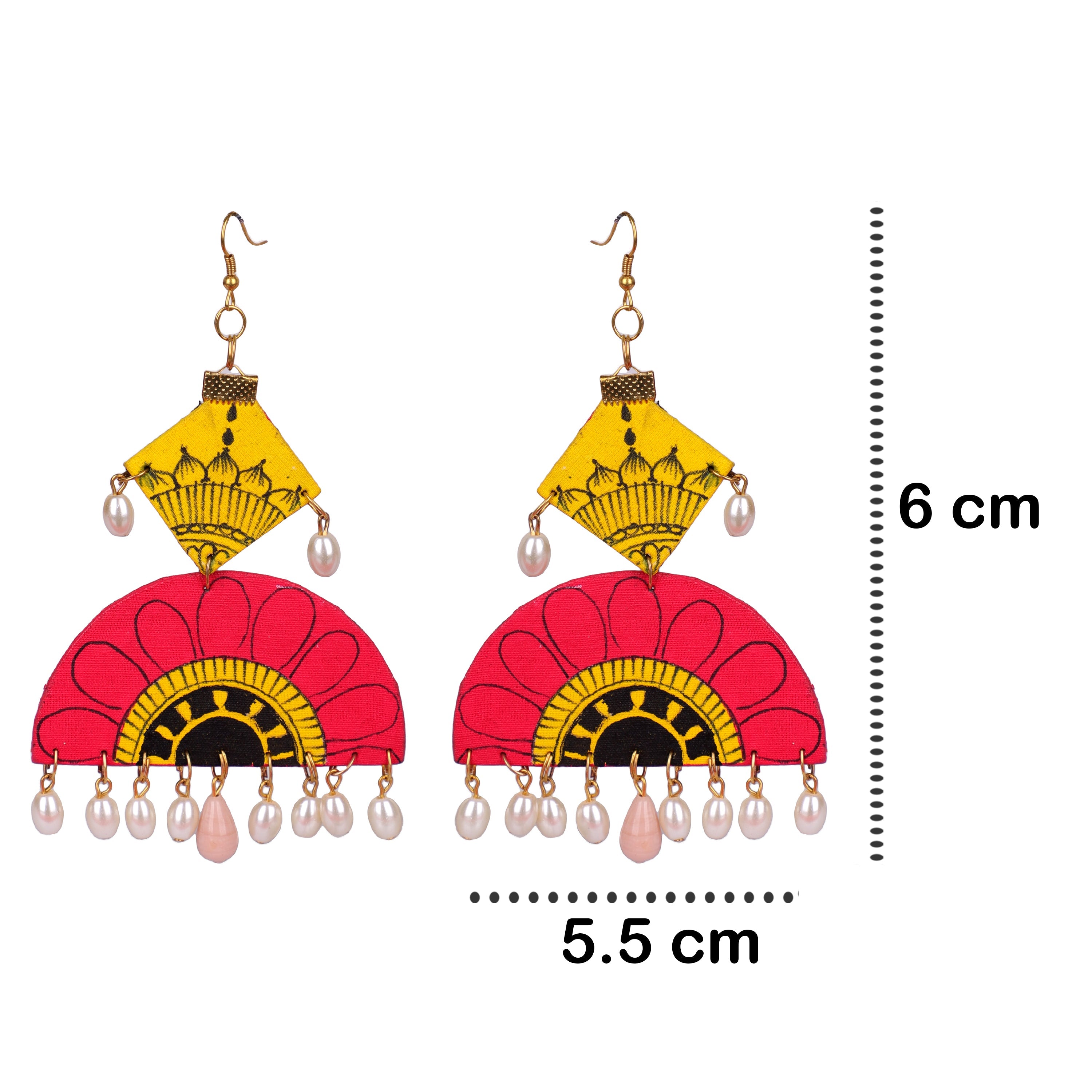 khoj city Sunset Pearls Traditional Multi Color Hand Painted Drop (Earrings) HP-ER-184