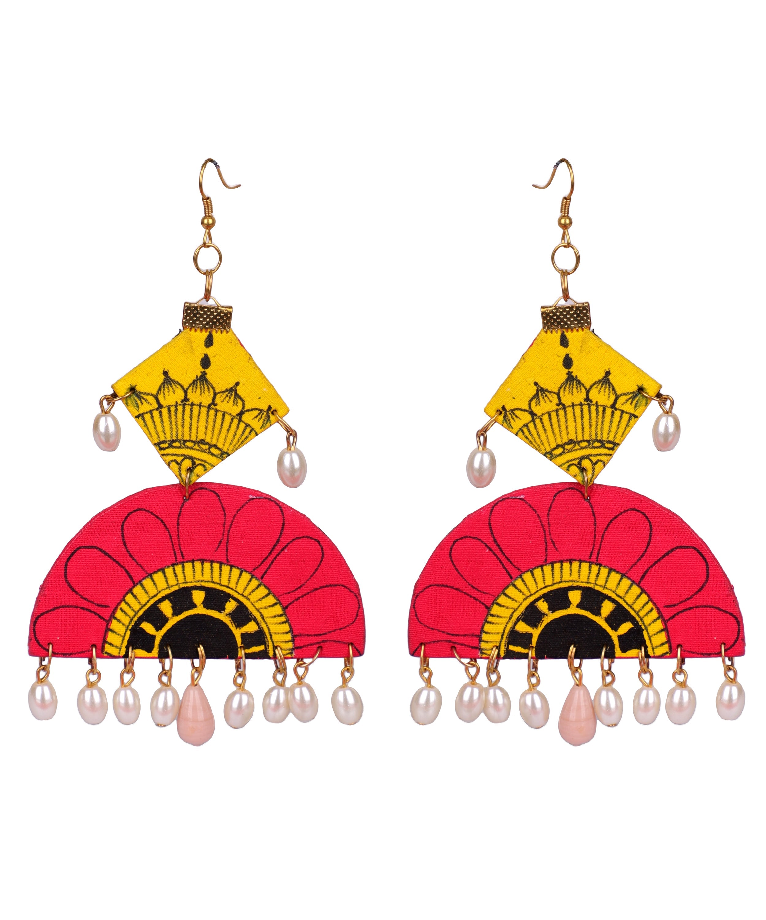 khoj city Sunset Pearls Traditional Multi Color Hand Painted Drop (Earrings) HP-ER-184