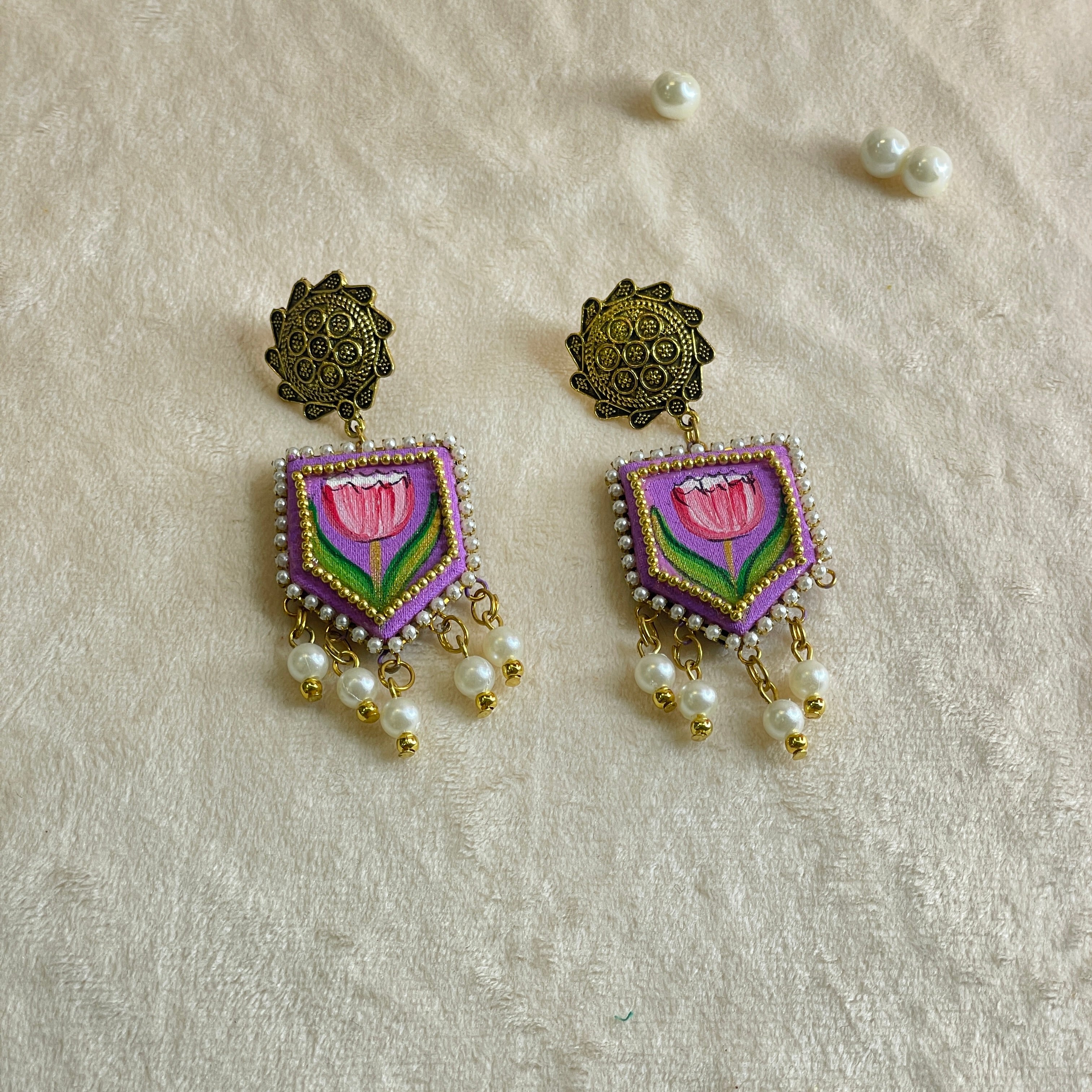 khoj city Traditional Multi Color Hand Painted Drop (Earrings) HP-ER-205