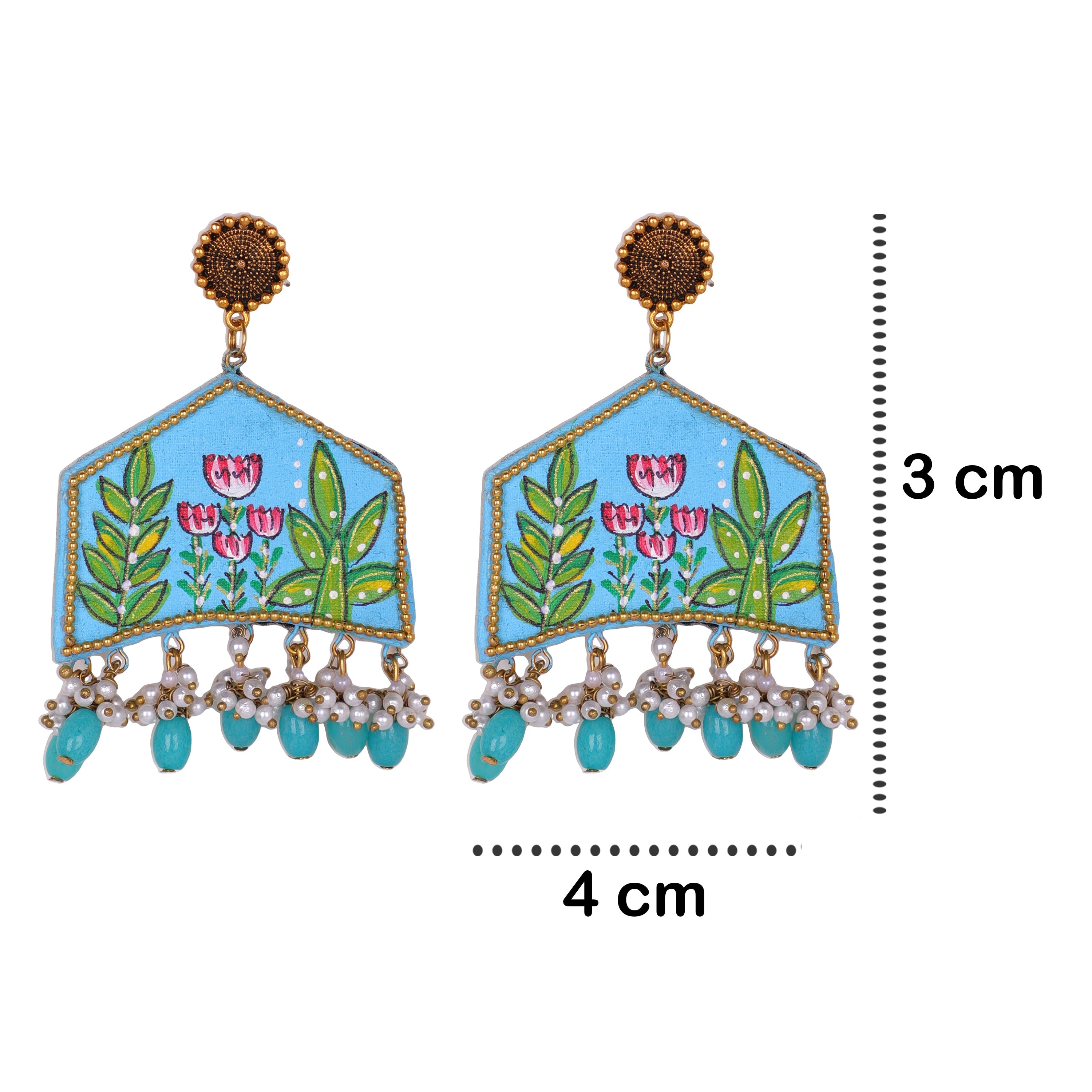 khoj city Tulipa Traditional Multi Color Hand Painted Drop (Earrings) HP-ER-188