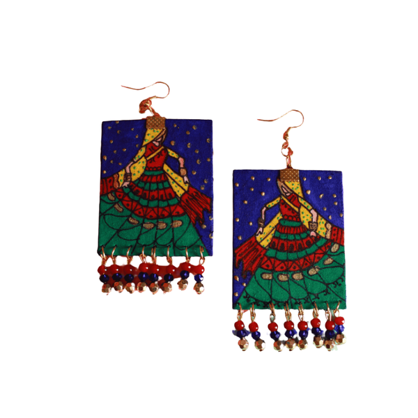 khoj city Twirl Handpainted Green (Earrings)