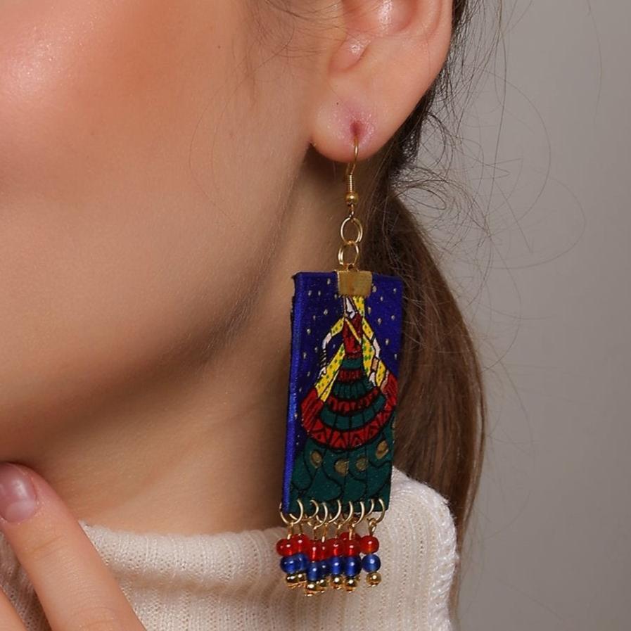 khoj city Twirl Traditional Multi Color Hand Painted Drop (Earrings) HP-ER-189