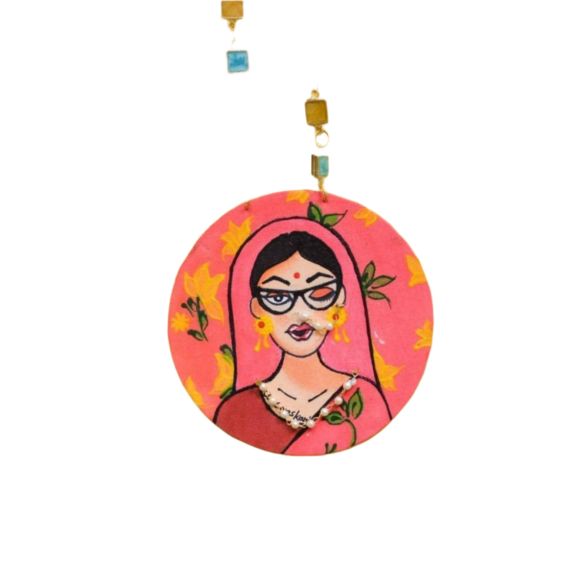 khoj city Unsanskaari Handpainted Pink (Necklace)