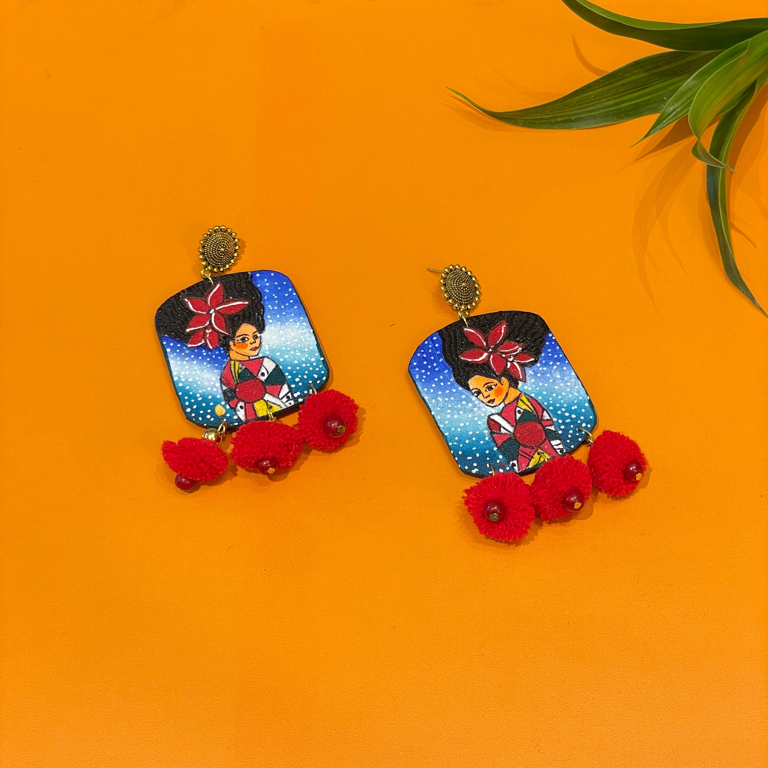 khoj city Urban Naari Handpainted Earrings code - 009