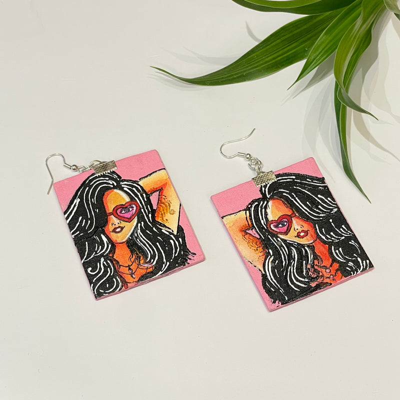 khoj city Urban Naari Handpainted Earrings code - 010