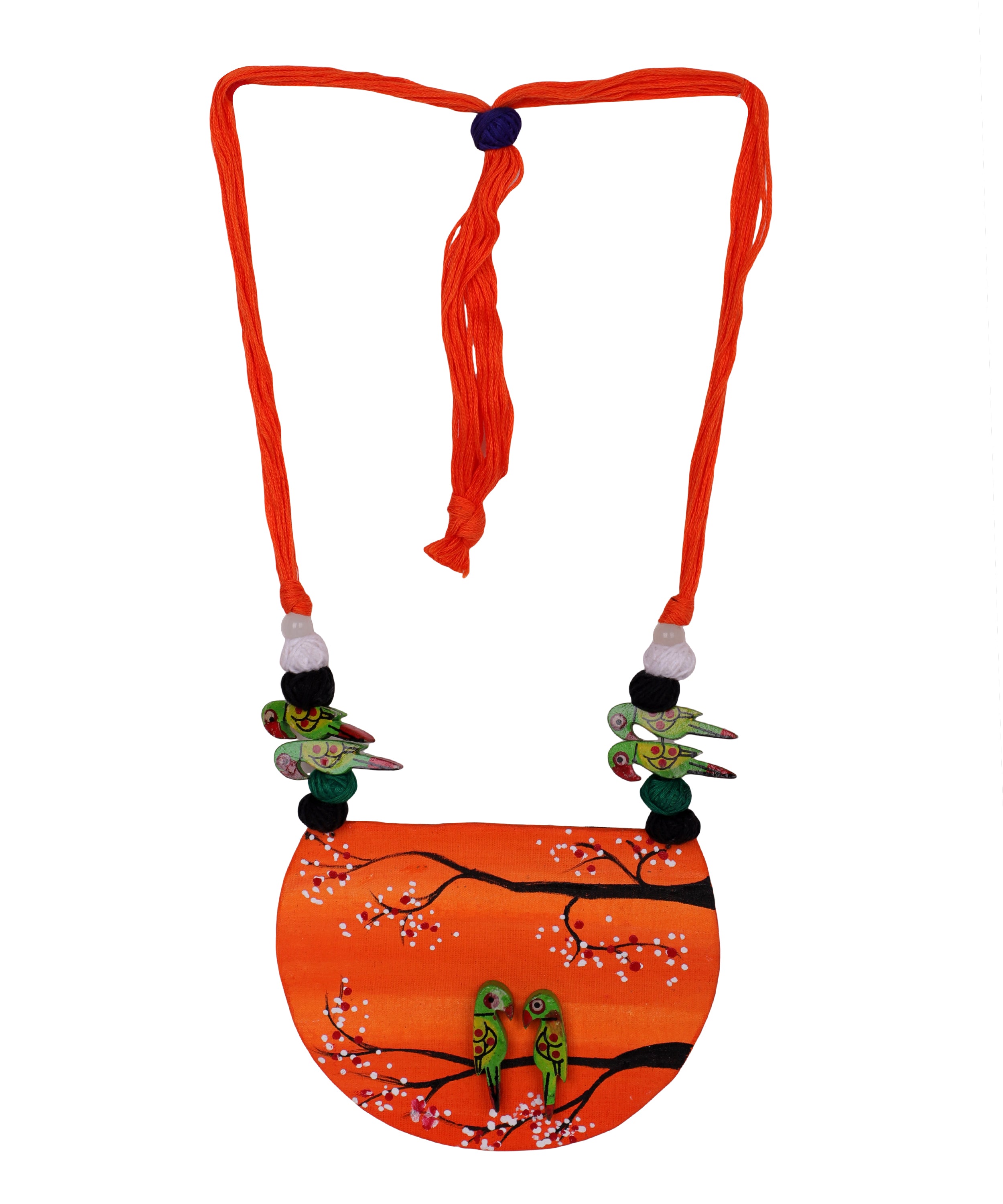 khoj city Vasanta Orange Classic Multi Color Hand Painted (Necklace) HP-NP-113