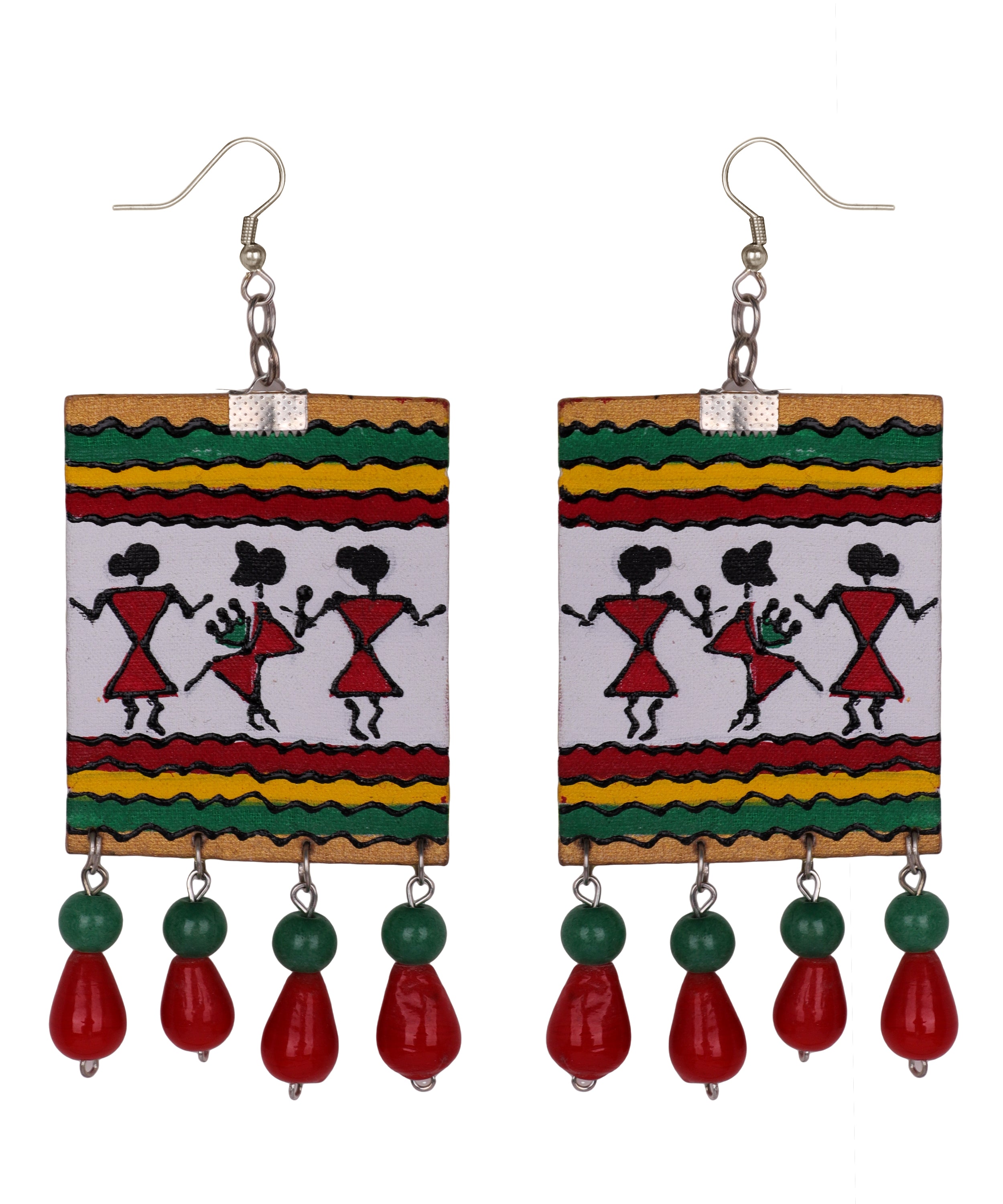 khoj city Warli Modern Multi Color Hand Painted Drop (Earrings) HP-ER-200