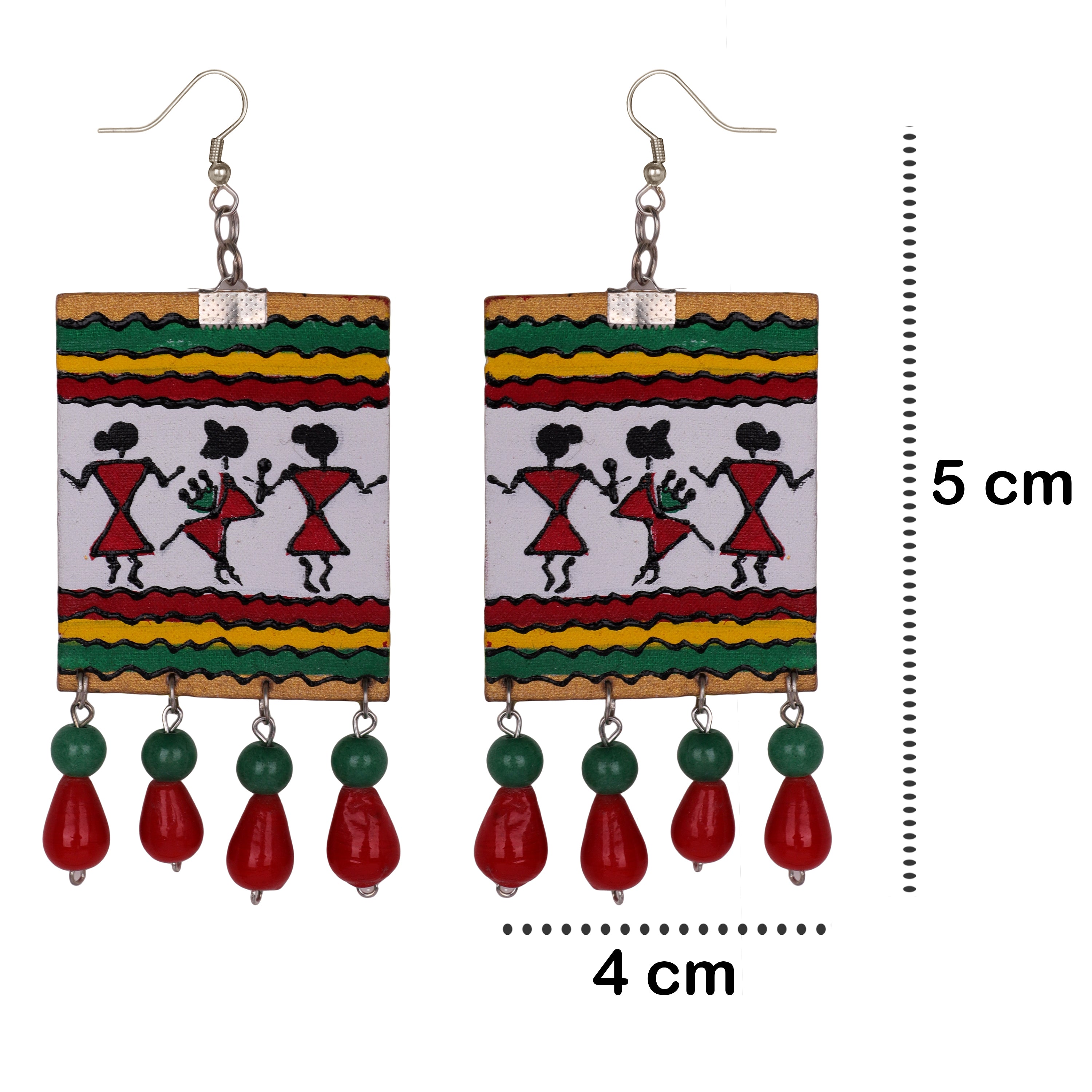 khoj city Warli Modern Multi Color Hand Painted Drop (Earrings) HP-ER-200