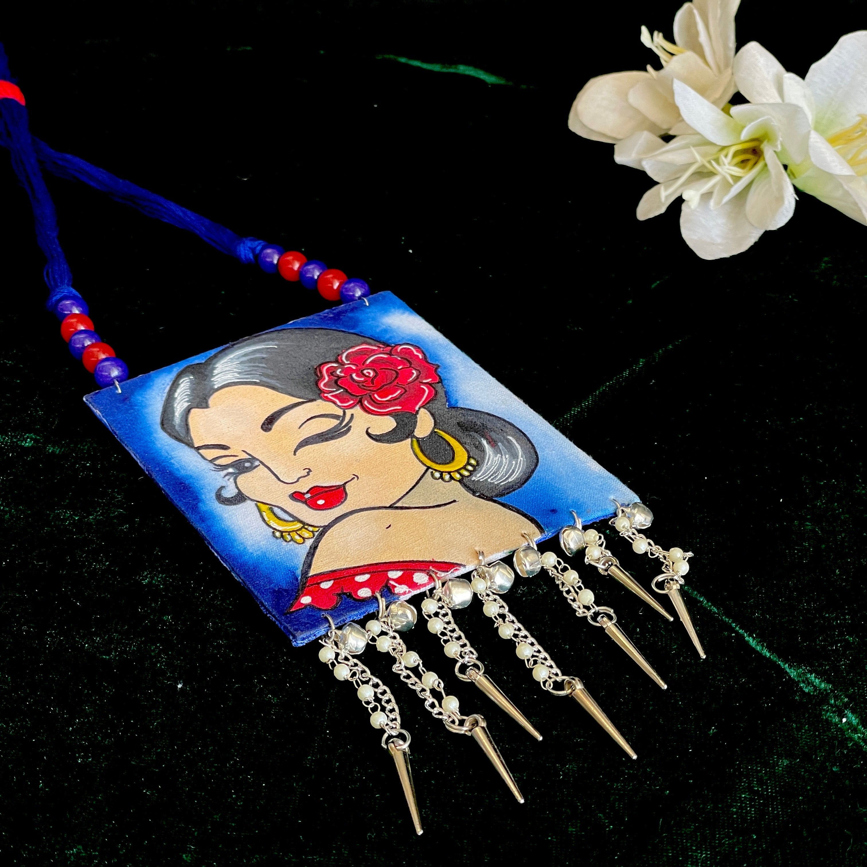 khoj city Womaniya Handpainted Necklace code - 003