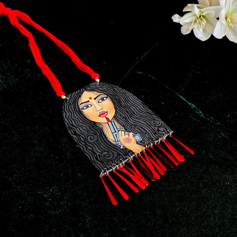 khoj city Womaniya Handpainted Necklace code - 004