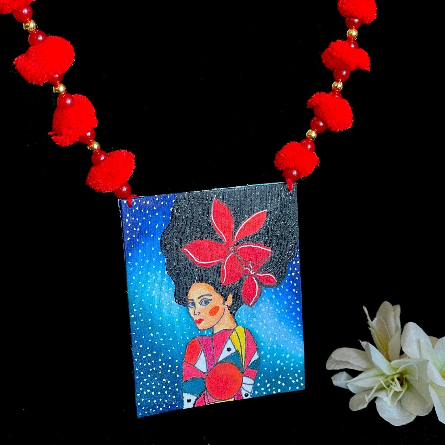 khoj city Womaniya Handpainted Necklace code - 005