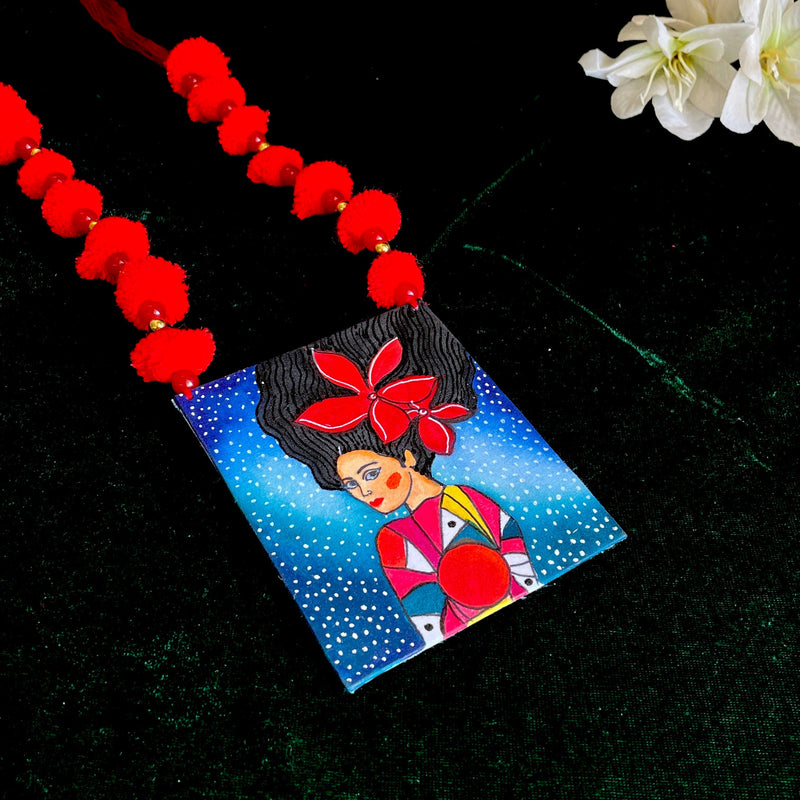 khoj city Womaniya Handpainted Necklace code - 005