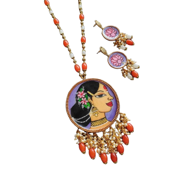 khoj city Yogini Handpainted Necklace) Set