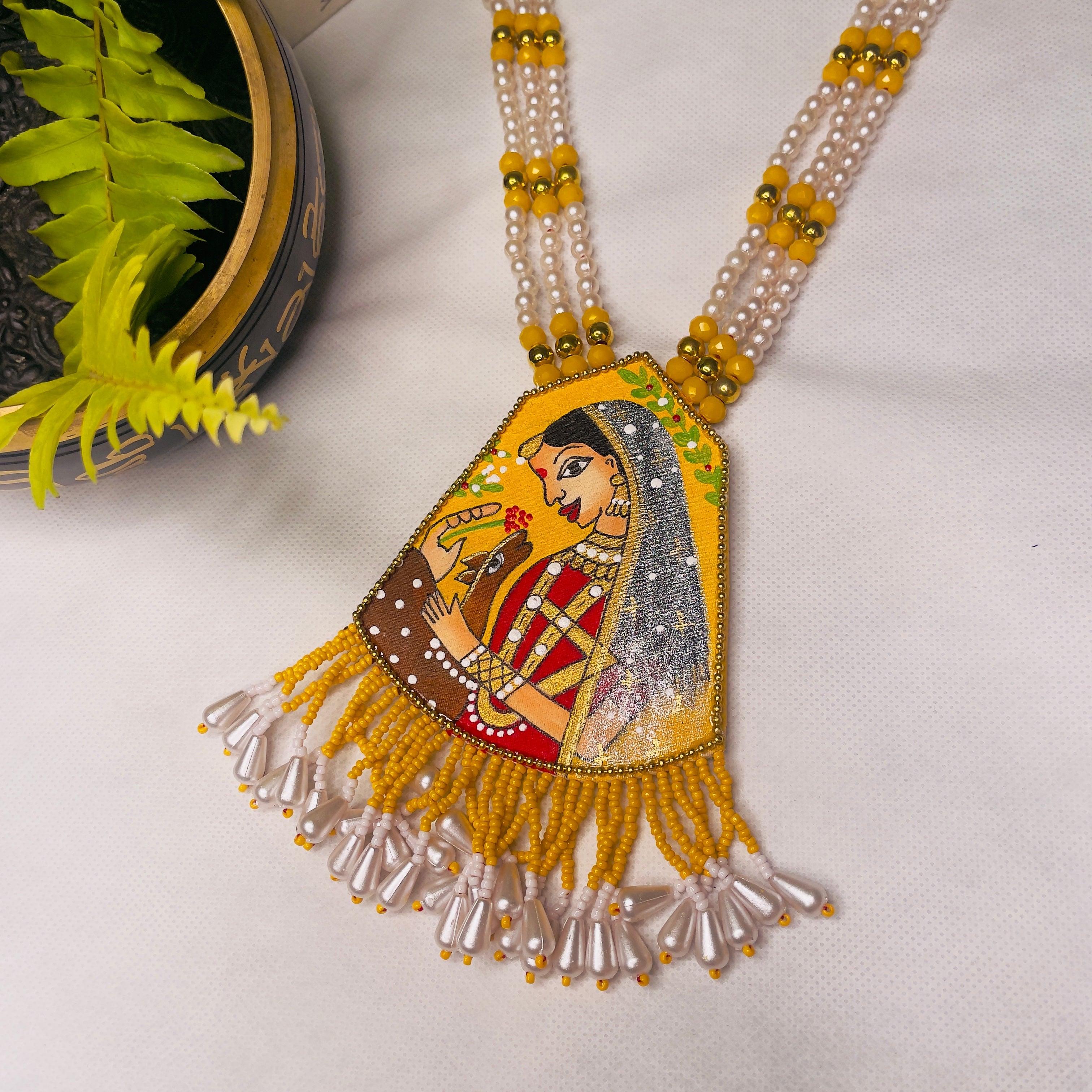 Mithila Handpainted Haldi Yellow (Necklace) - KHOJ.CITY