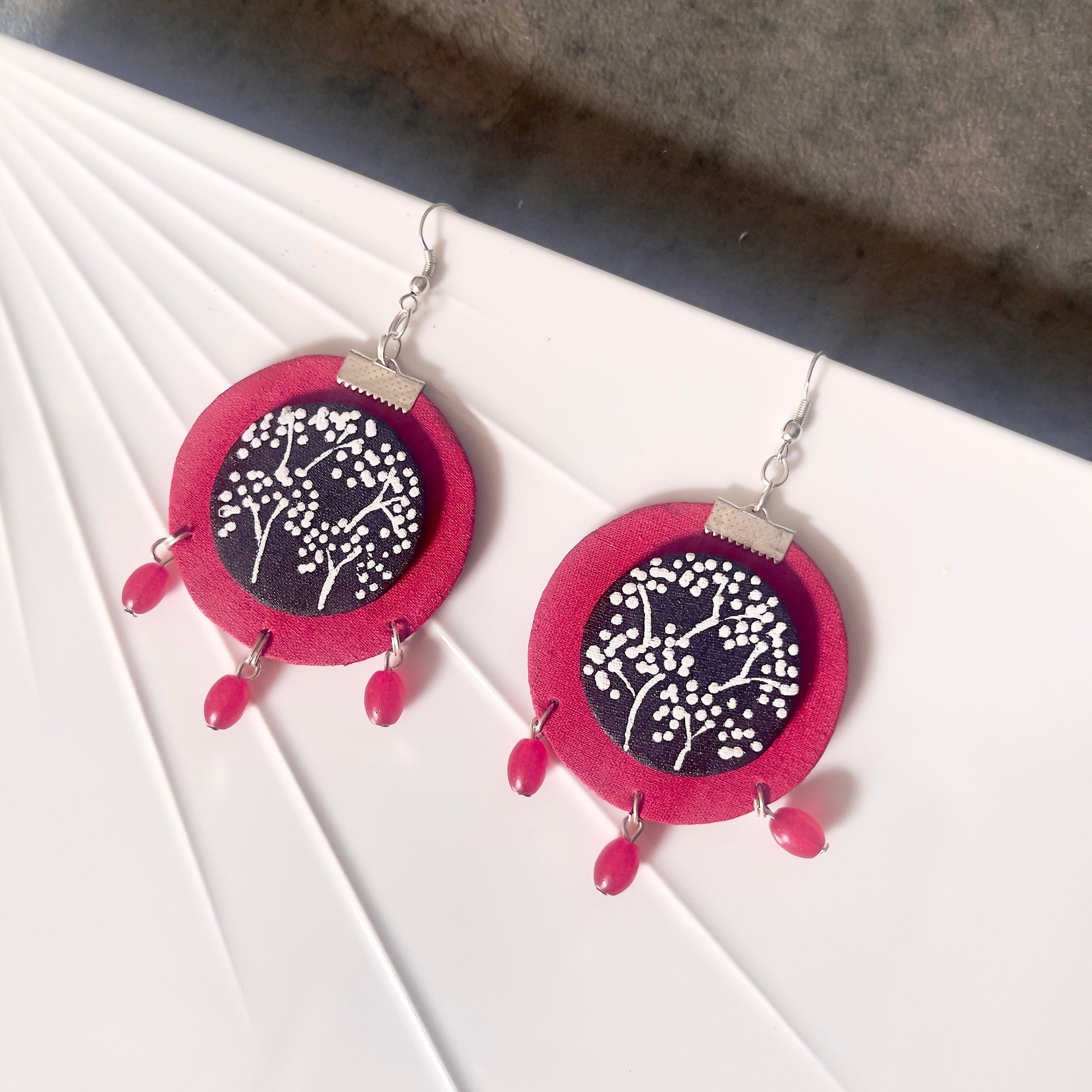 Rosy Handpainted Red (Earrings) - KHOJ.CITY