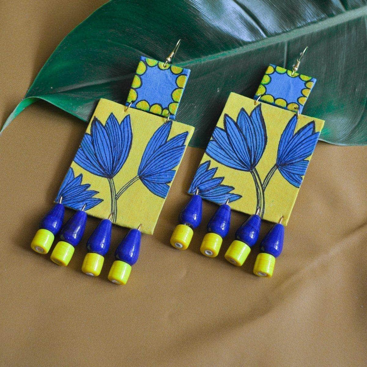 Alyssa Handpainted Blue (Earrings) - KHOJ.CITY