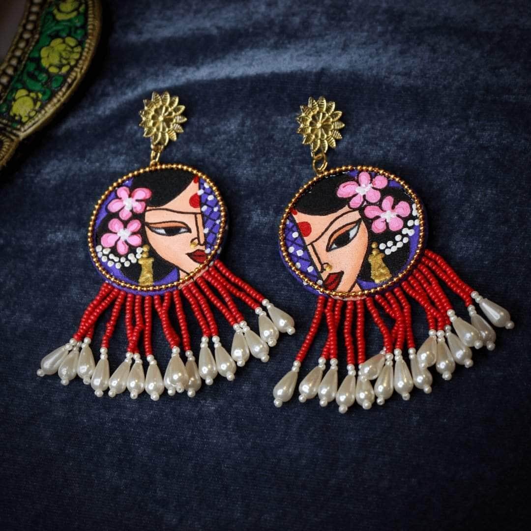 Amyah Handpainted Red (Earrings) - KHOJ.CITY