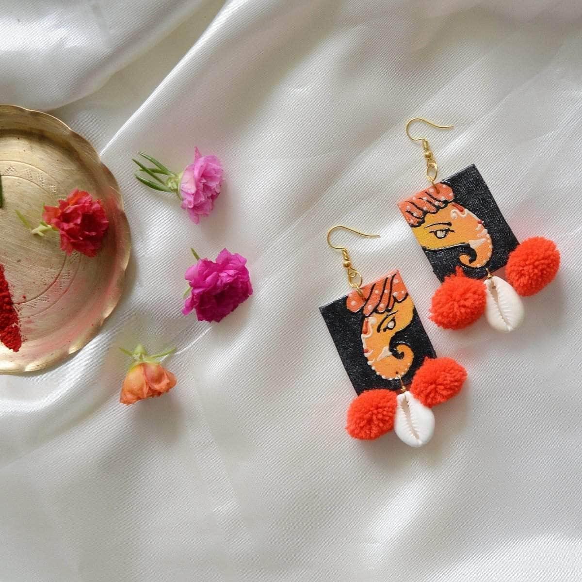 Avnish Handpainted Red (Earrings) - KHOJ.CITY