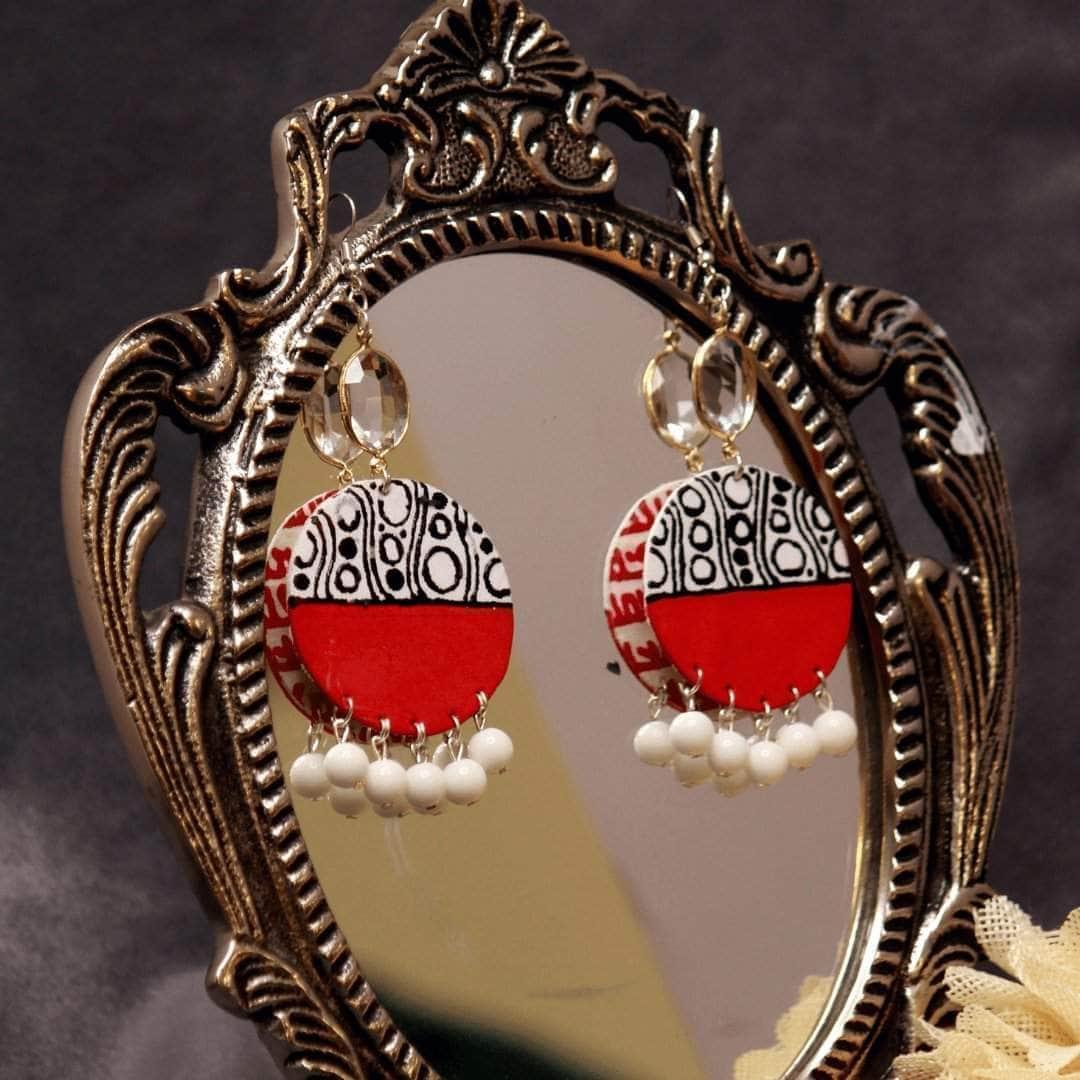 Caesar Classy Handpainted Red (Earrings) - KHOJ.CITY