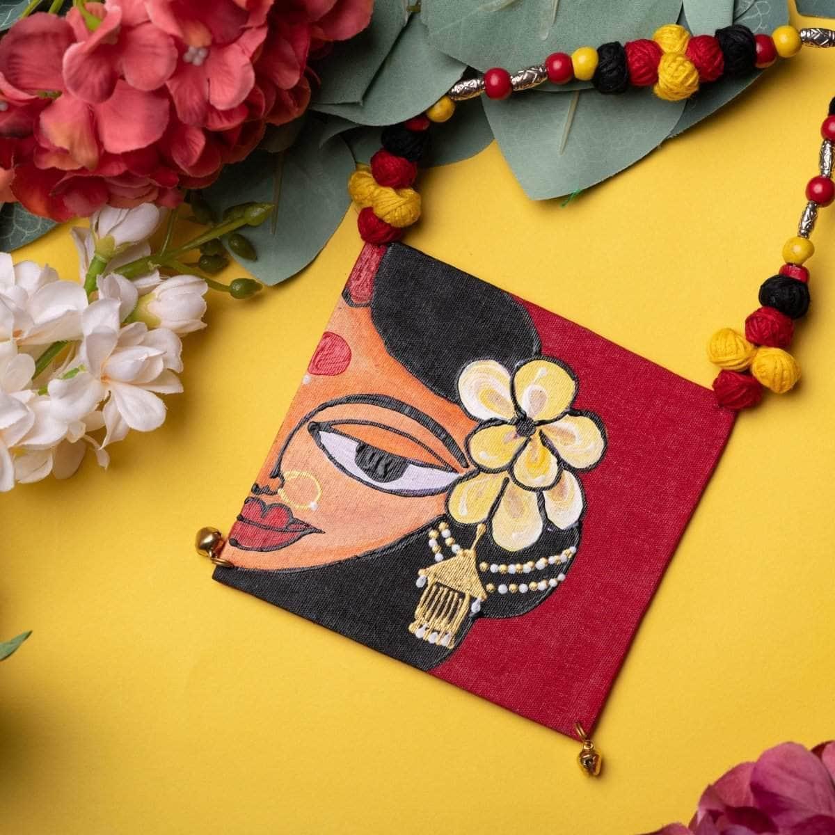 Champa Phool Handpainted Red (Necklace) - KHOJ.CITY