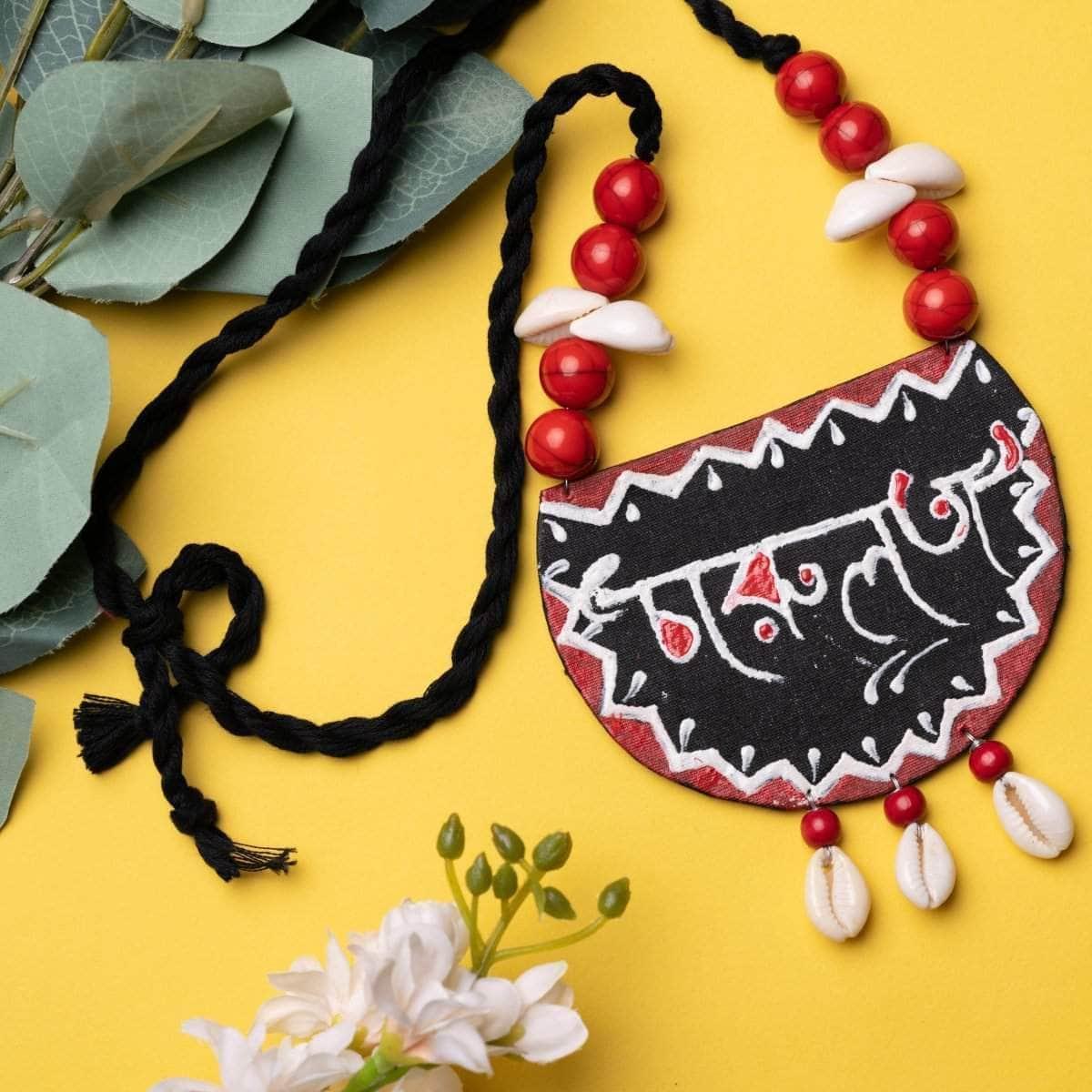 Charulata Handpainted Black (Necklace) - KHOJ.CITY