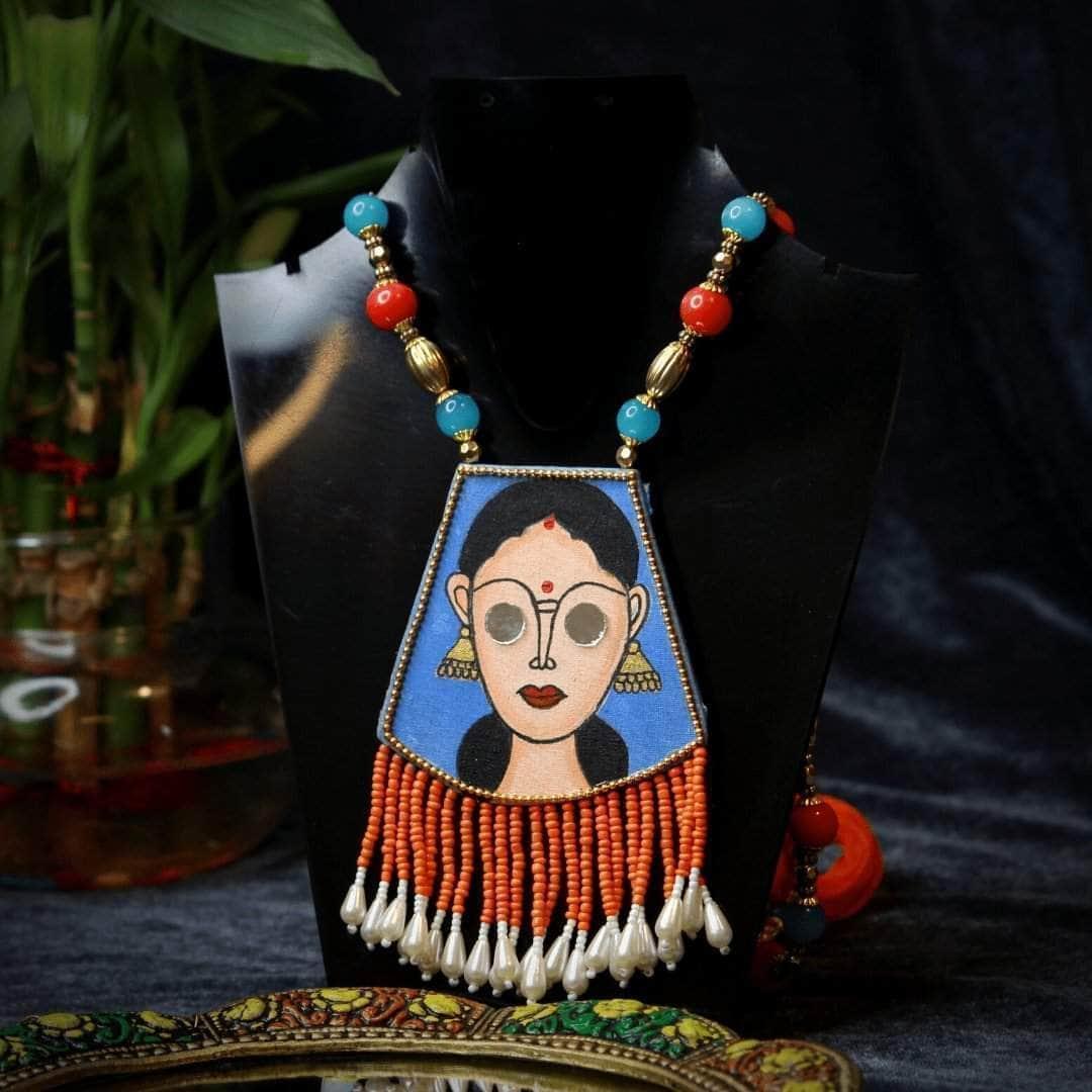 Darpan Handpainted Blue (Necklace) - KHOJ.CITY