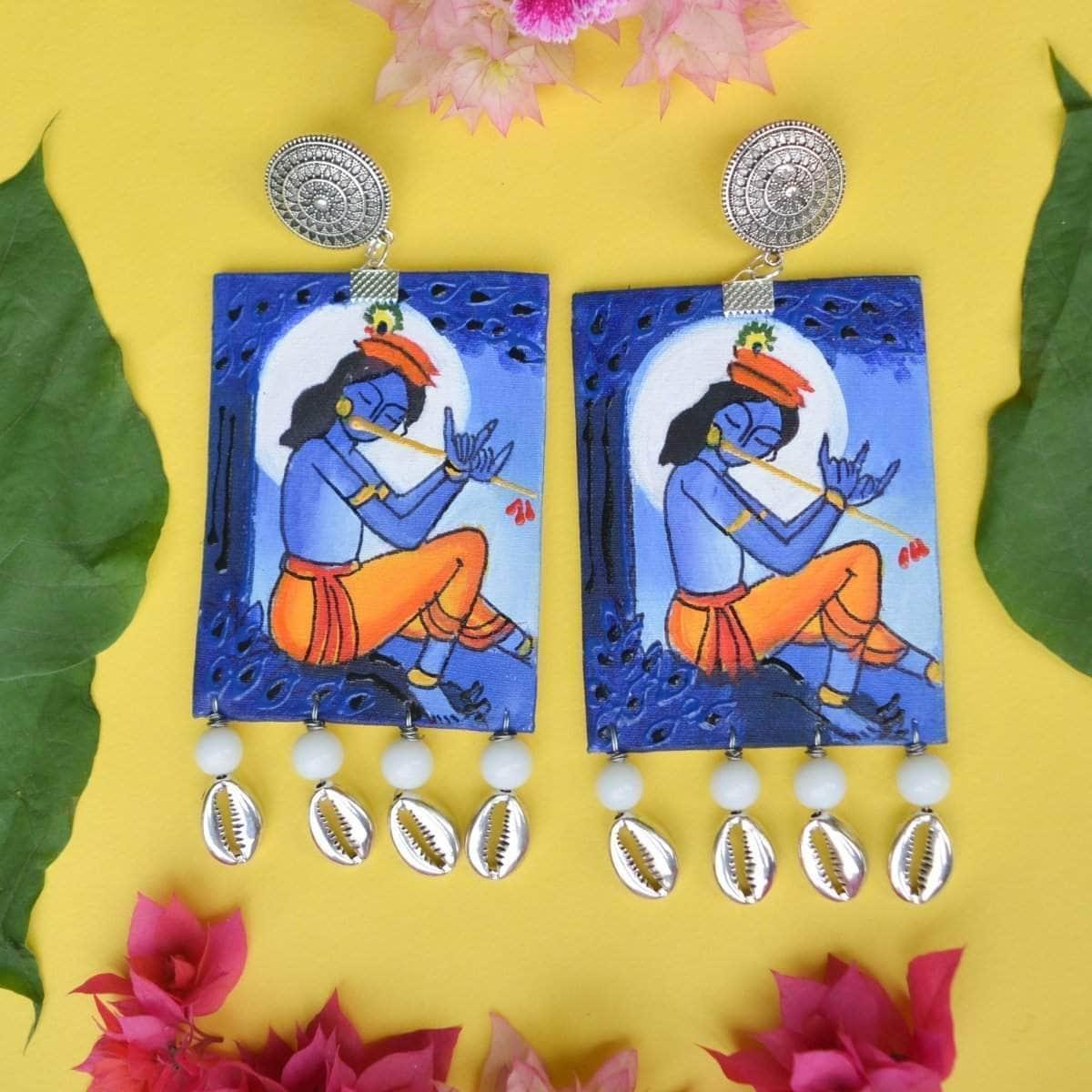 Devesh Handpainted Blue (Earrings) - KHOJ.CITY