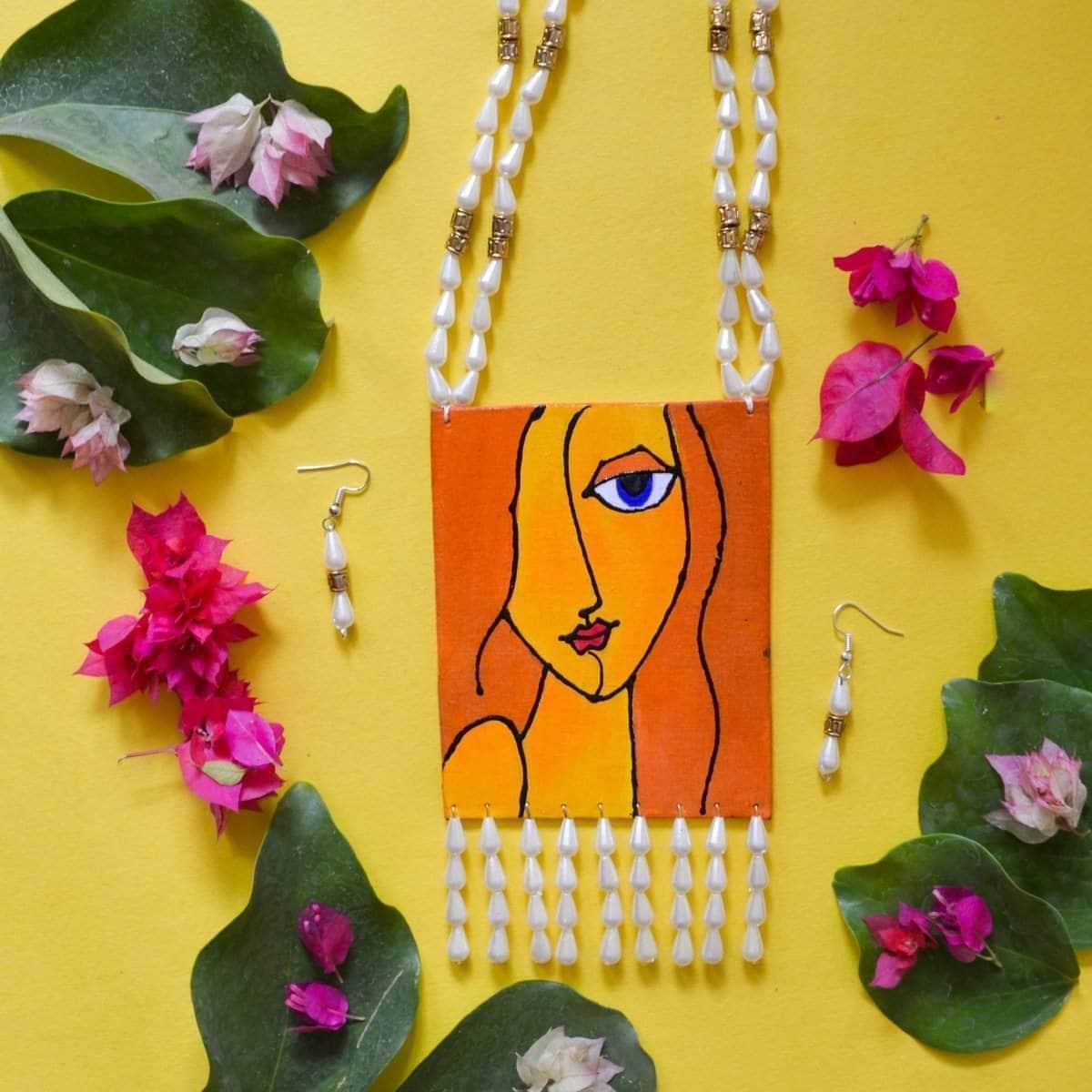 Dreamland's Dream Girl Handpainted Yellow (Necklace) - KHOJ.CITY