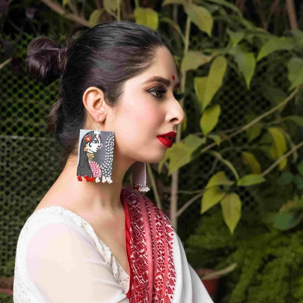 Freya Handpainted Black (Earrings) - KHOJ.CITY