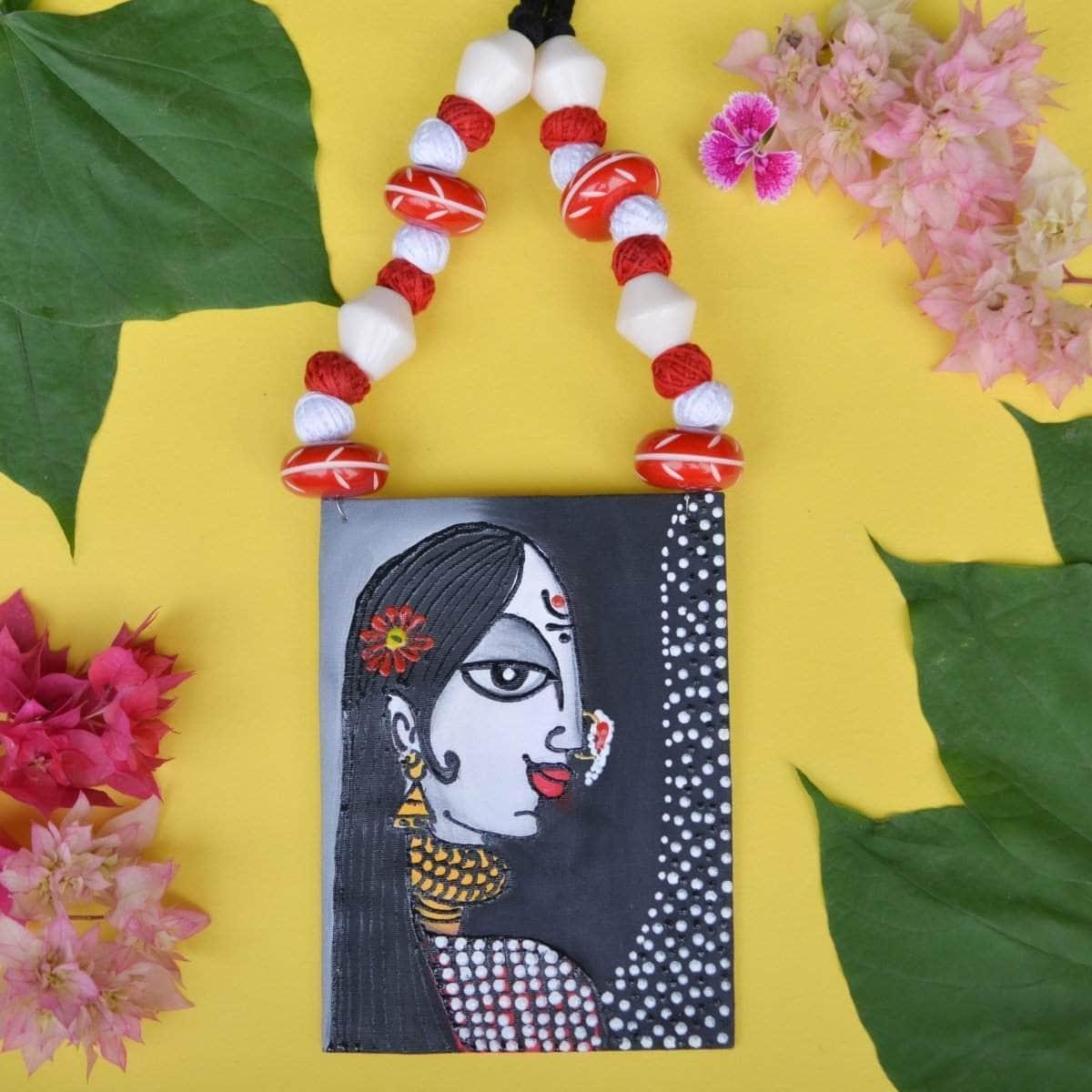 Freya Handpainted Black (Necklace) - KHOJ.CITY