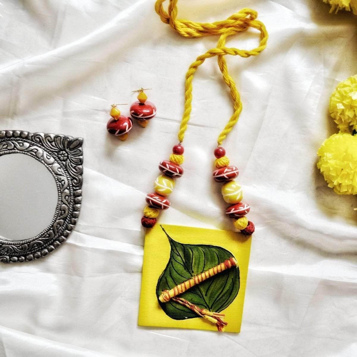 Gopala Handpainted Yellow (Necklace) set - KHOJ.CITY