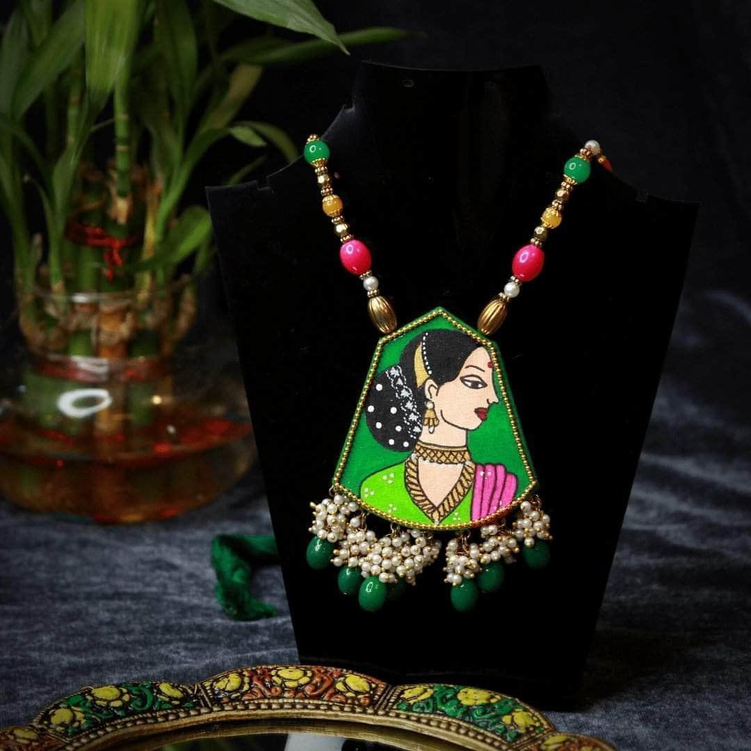 Hemlata Handpainted Green (Necklace) - KHOJ.CITY