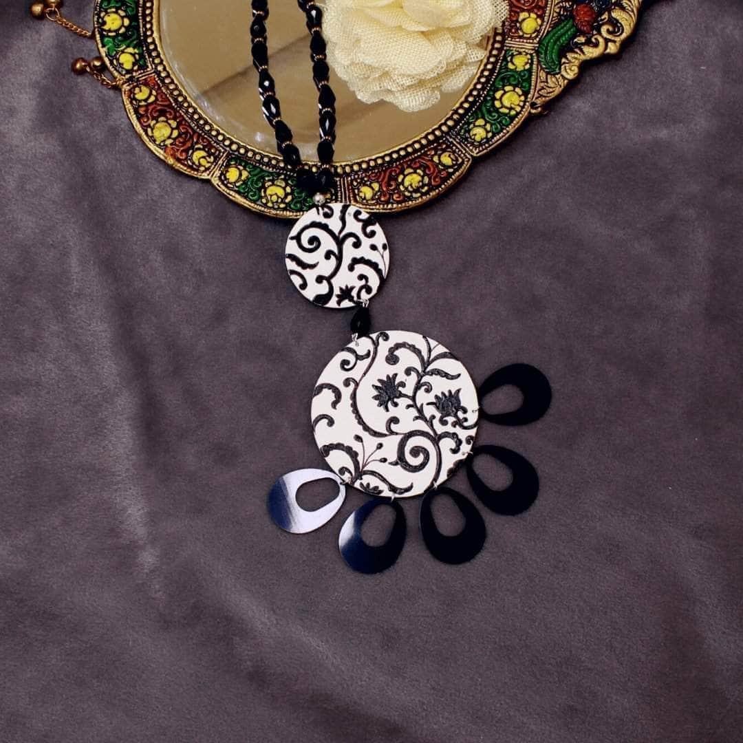 Jet Black Handpainted (Necklace) - KHOJ.CITY