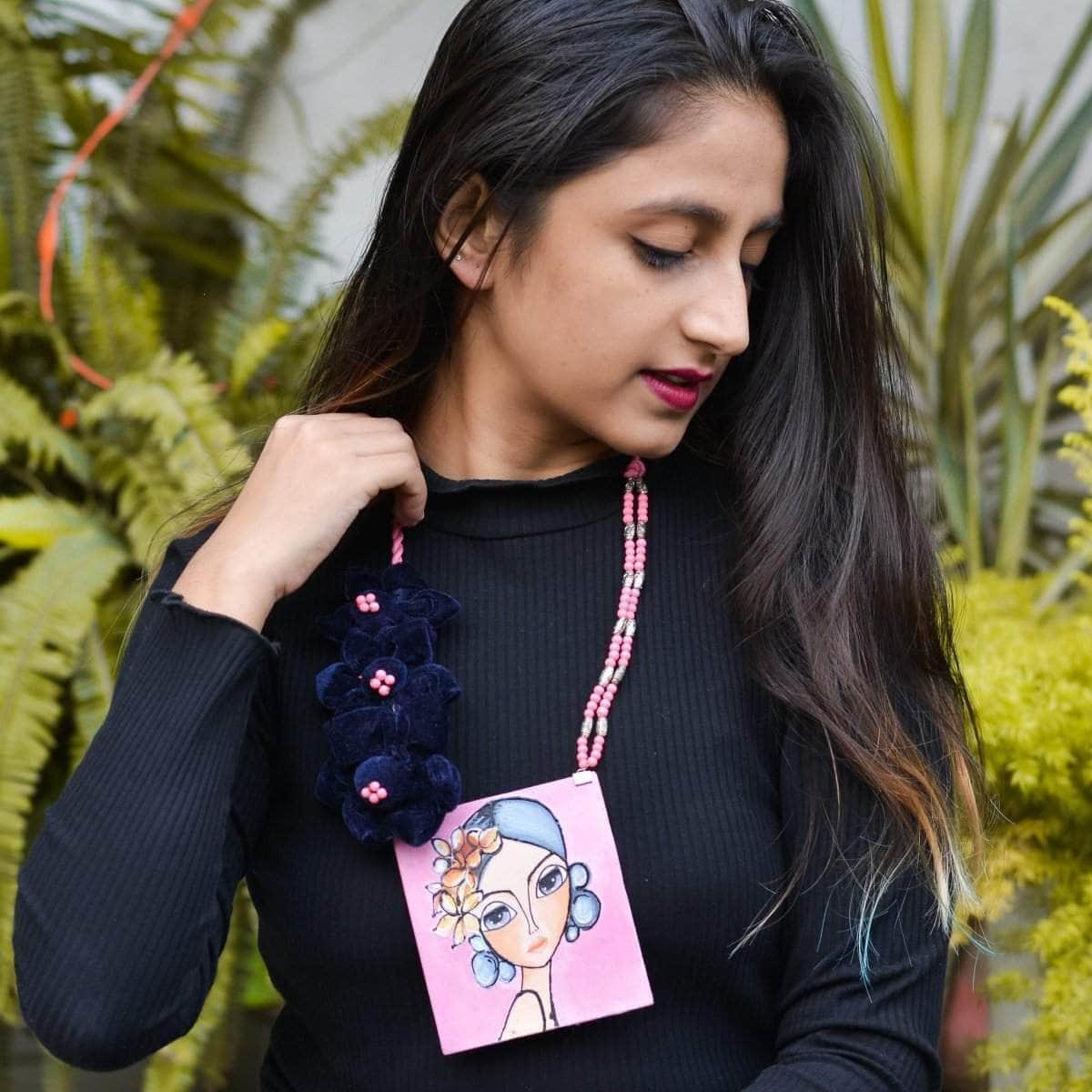 Jiera Handpainted Pink (Necklace) - KHOJ.CITY