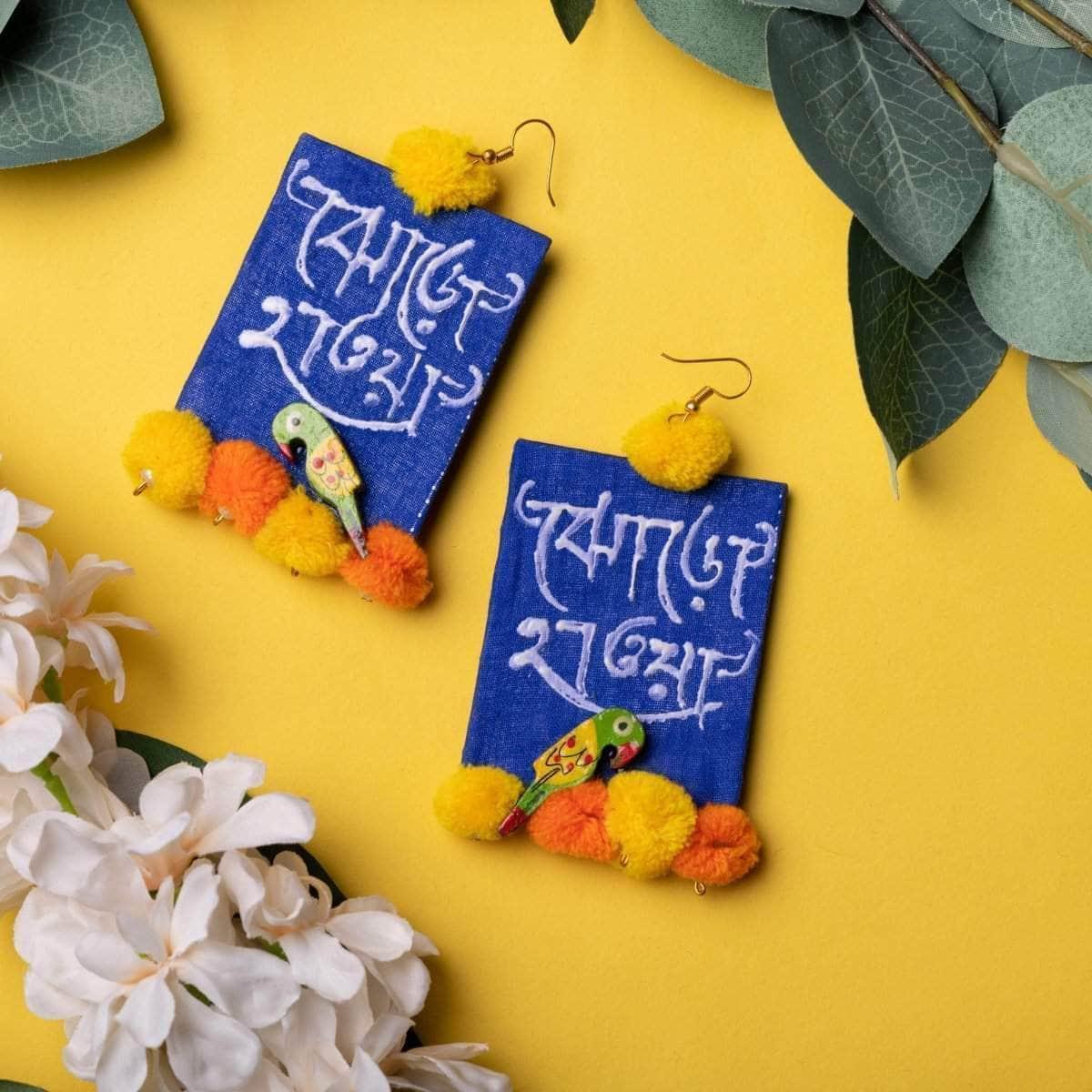 Jiva Handpainted Blue (Earrings) - KHOJ.CITY