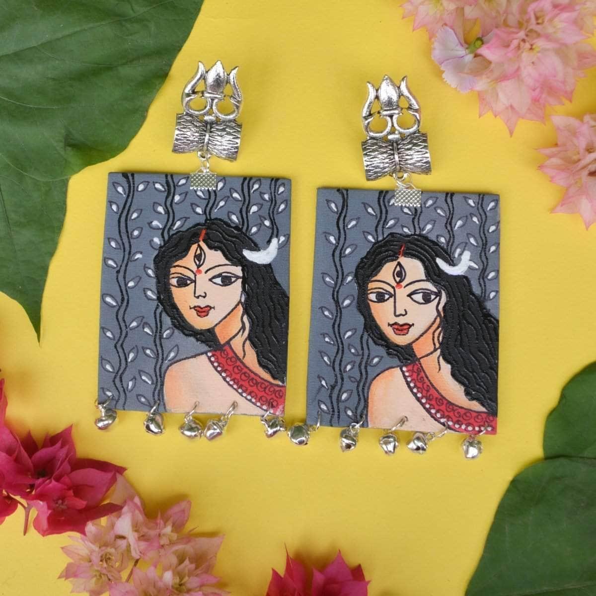 Jyestha Handpainted Grey (Earrings) - KHOJ.CITY