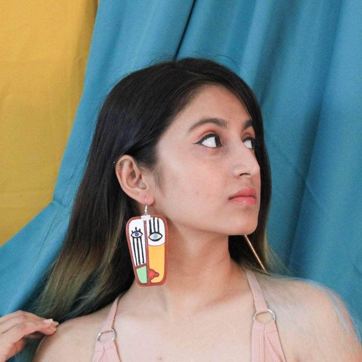 Kaafir Handpainted Yellow (Earrings) - KHOJ.CITY