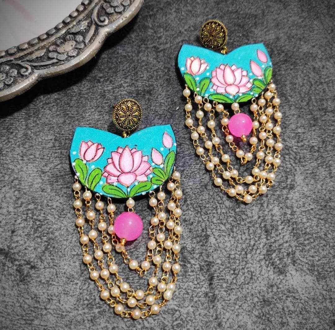 Kaatyayani Handpainted Blue (Earrings) - KHOJ.CITY