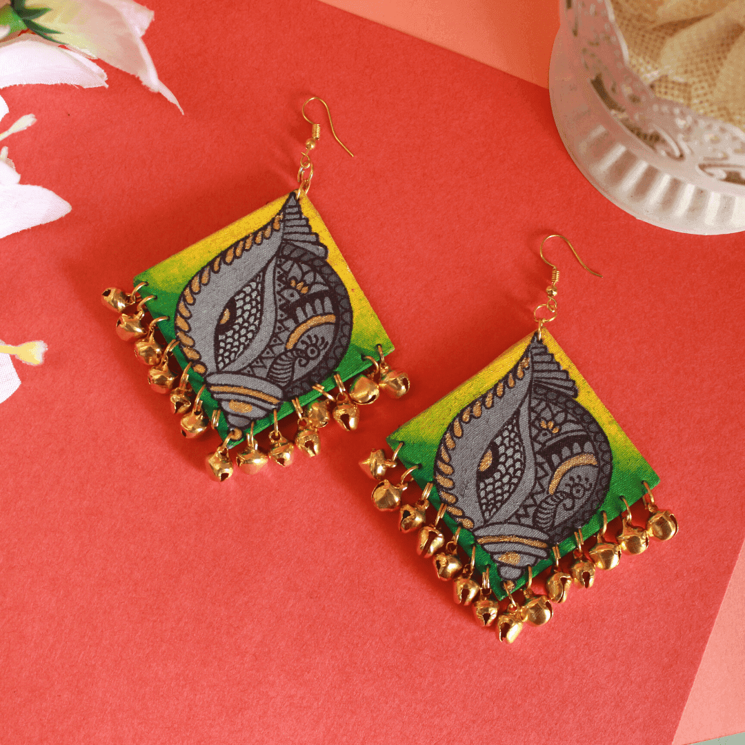 Kaudi Design Handpainted Grey (Earrings) - KHOJ.CITY