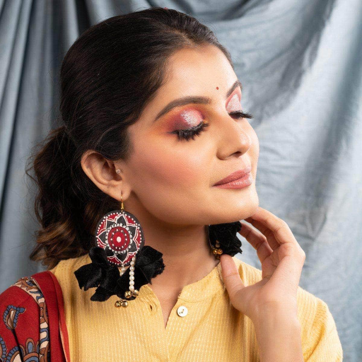 Kolam Handpainted Red (Earrings) - KHOJ.CITY