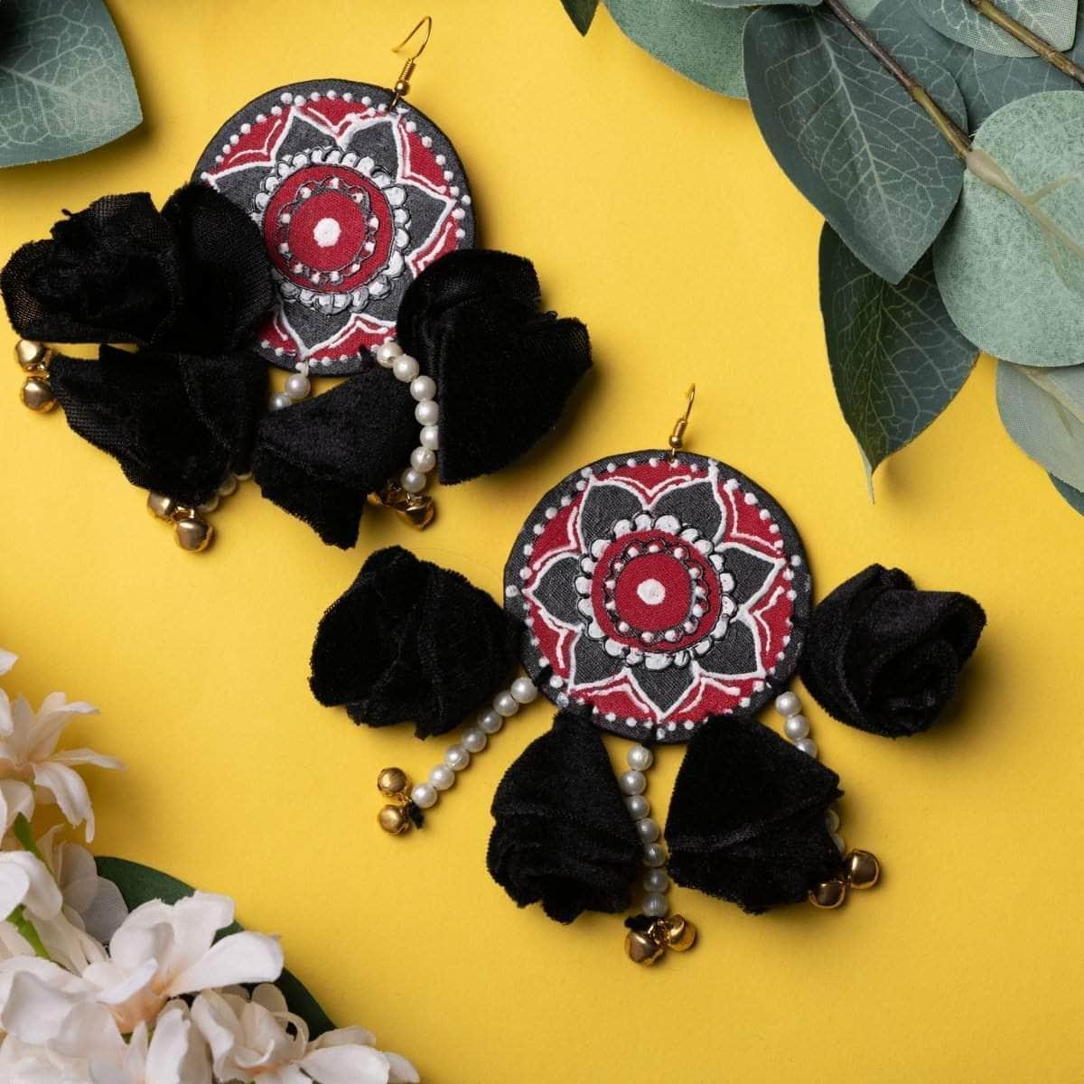 Kolam Handpainted Red (Earrings) - KHOJ.CITY