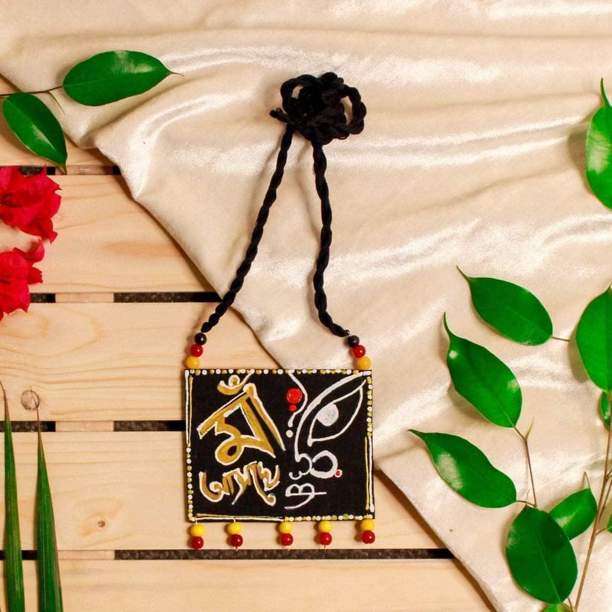 Maa Handpainted Black (Necklace) - KHOJ.CITY