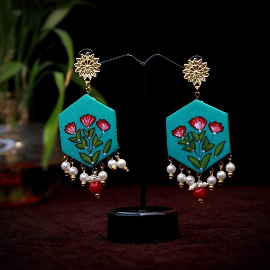 Mannat Handcrafted Green Earrings - KHOJ.CITY