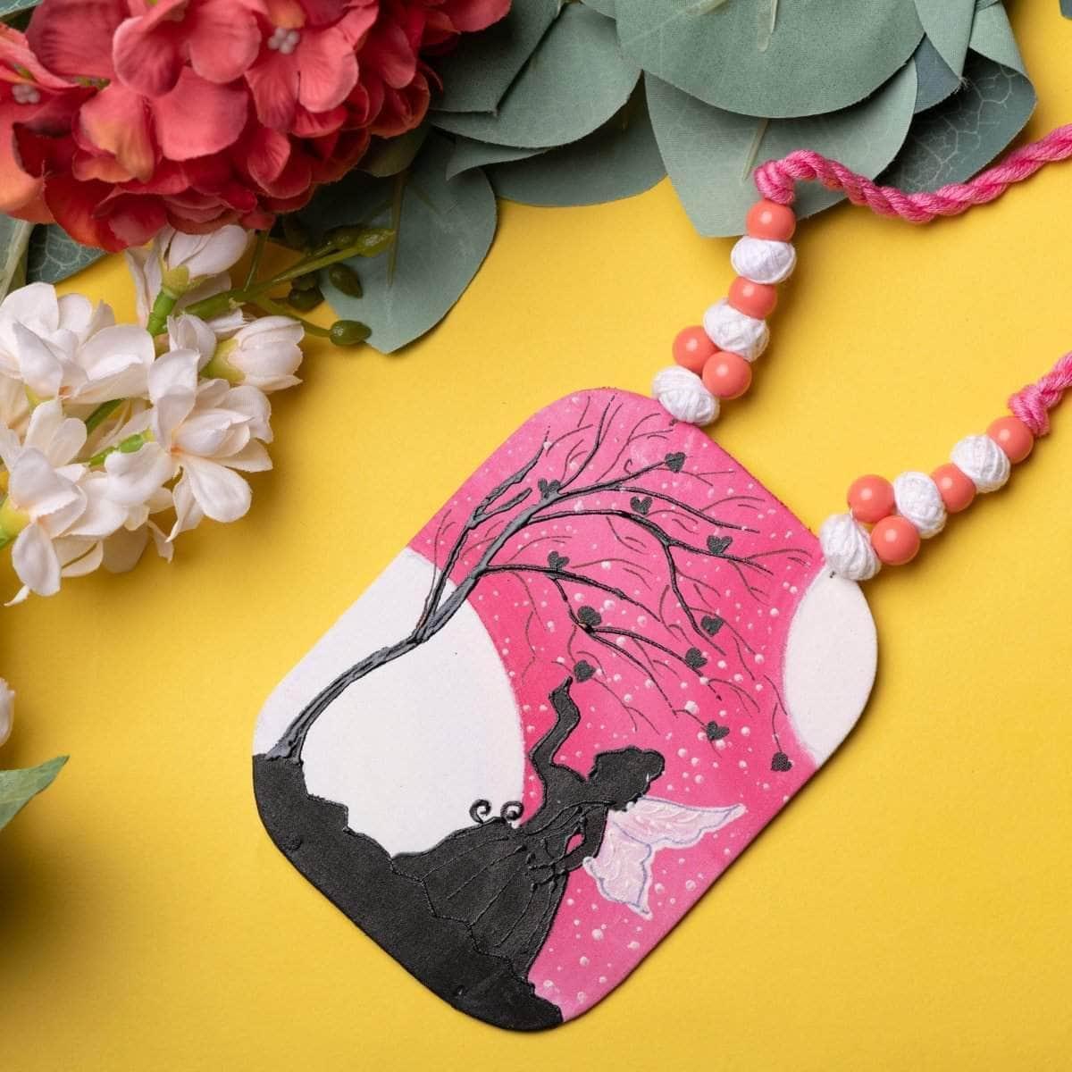 Moonlit Night Handpainted Pink (Necklace) - KHOJ.CITY