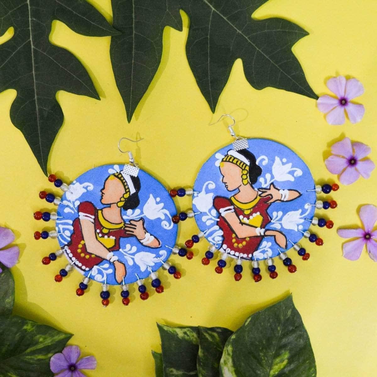 Natyam Handpainted Blue (Earrings) - KHOJ.CITY