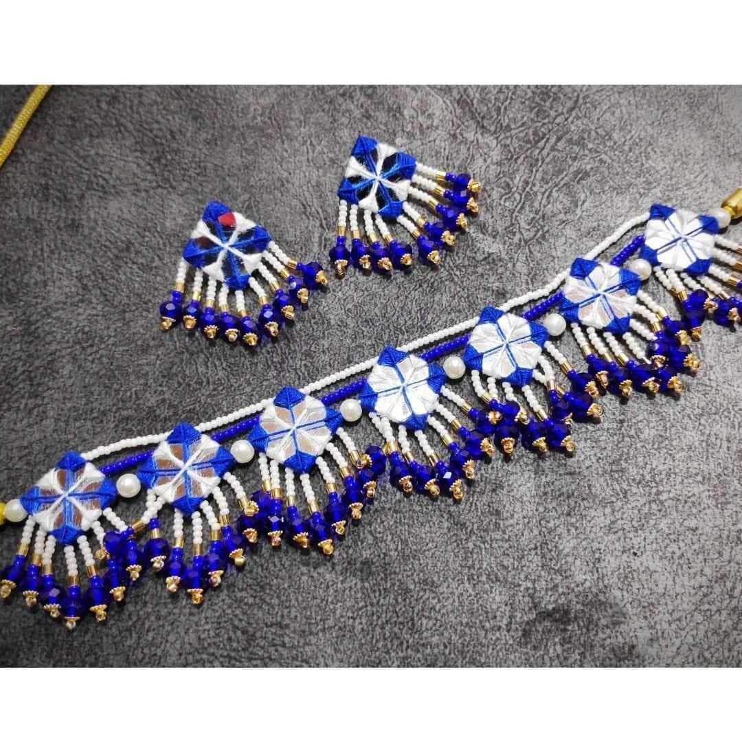 Nivi Handcrafted Blue (Choker set) - KHOJ.CITY