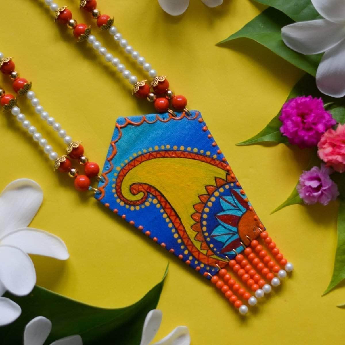 Nooraniya Handpainted Blue (Necklace) - KHOJ.CITY