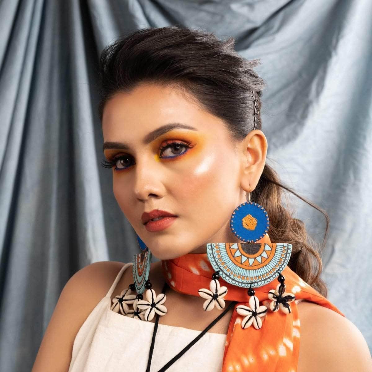 Ocean Light Handpainted Blue (Earrings) - KHOJ.CITY